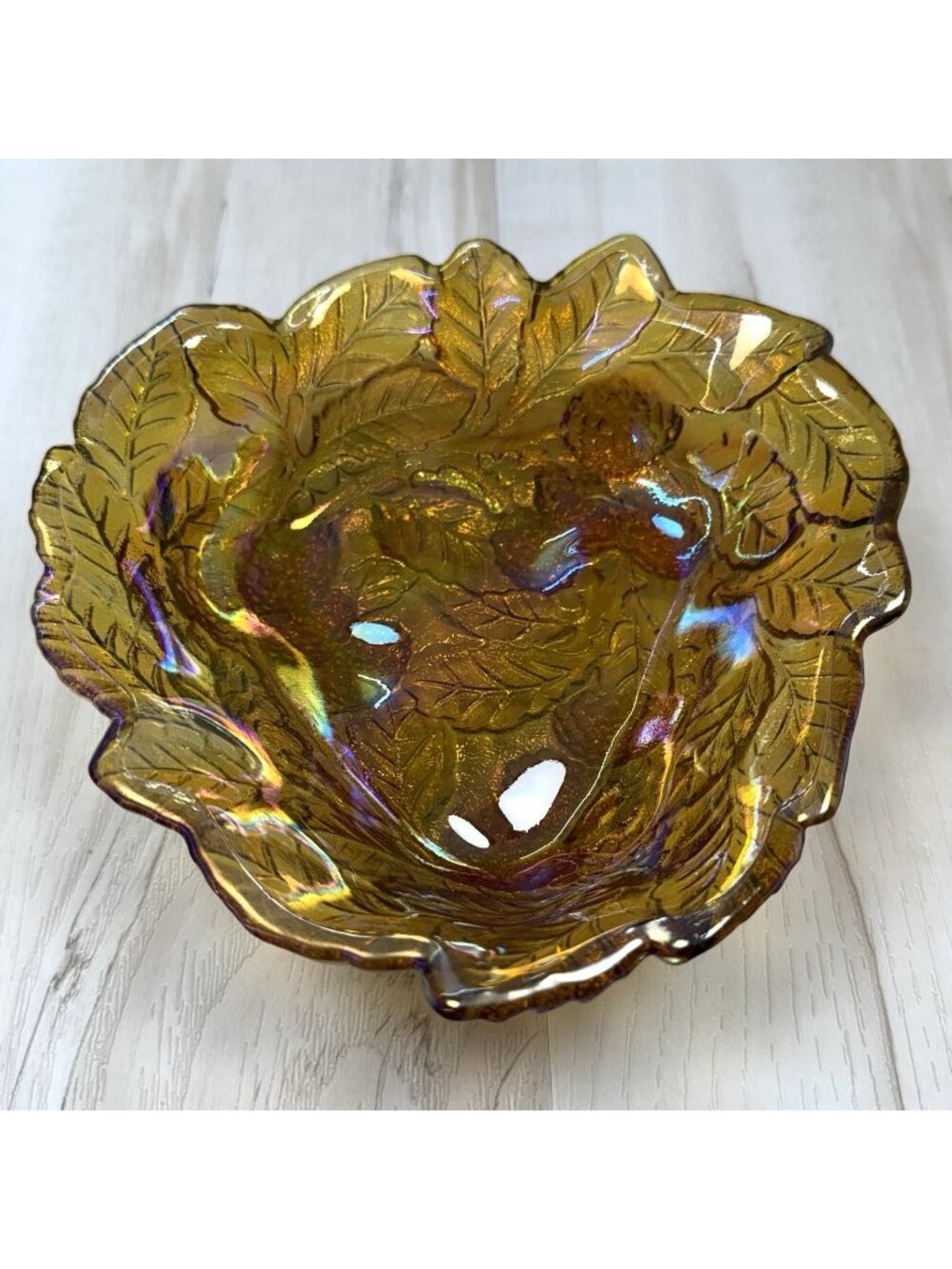 VTG Loganberry Marigold Orange Indiana Carnival Glass 7" Triangle CANDY DISH